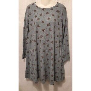Toad & Co Waffle Knit Dress Womens Size M Blue Floral Pockets Long Sleeve Boho